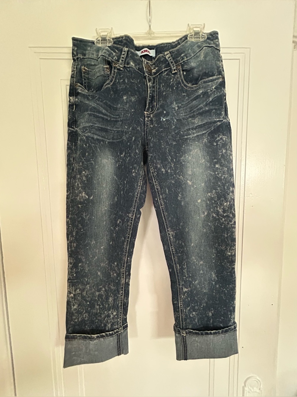 Bongo women’s junior’s Capri denim jeggings size 11 cuffs speckled NWOT stretch